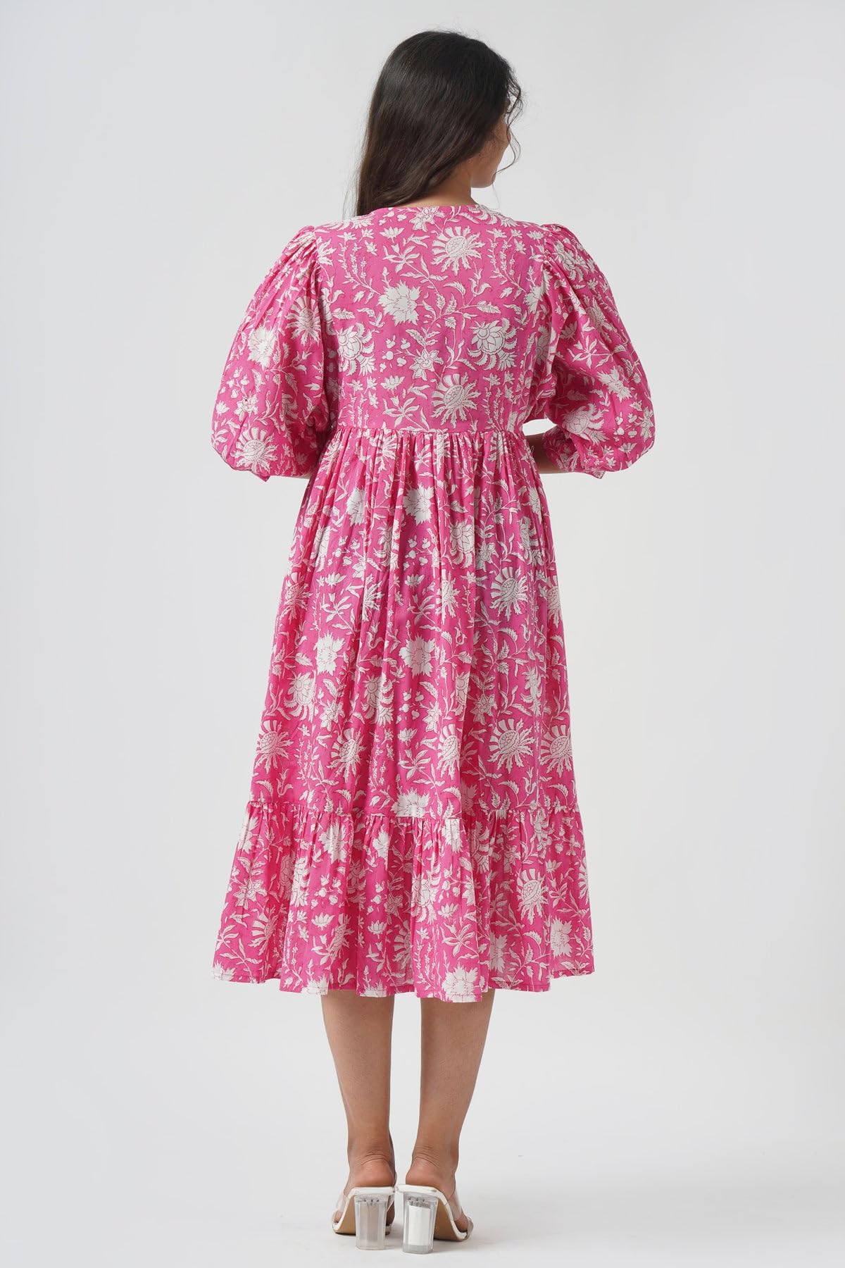 Fabricrush Summer Dresses for Women 2024 Casual Long Sleeve Floral Block Print Loose Sundress with Pocket Partywear - Image 5