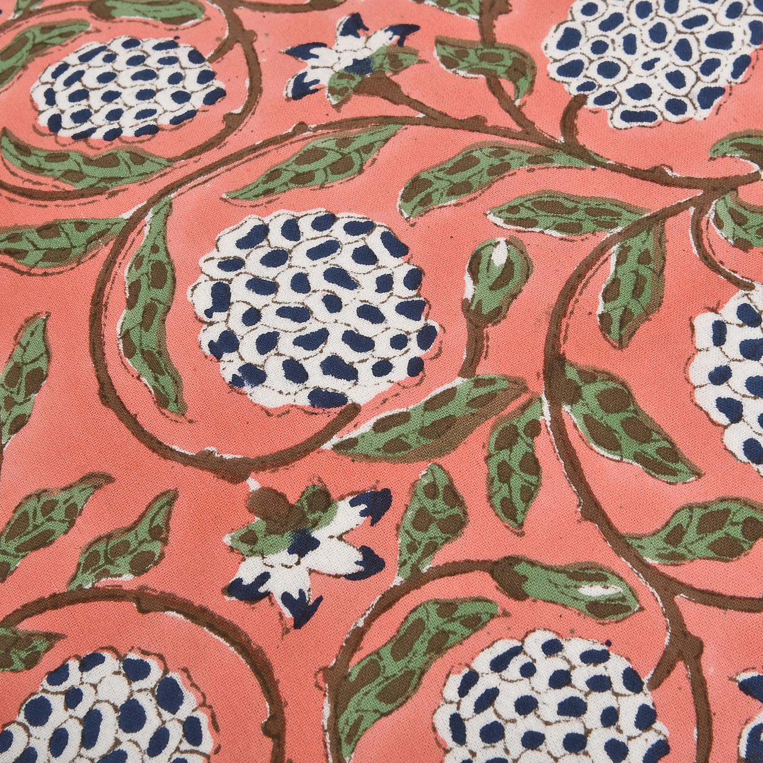 Ridhi Block Print Dark Salmon Pink Throw Pillow Cover 18" x 18" (Pack of 2) Decorative Cushion Covers with Ruffle for Couch, Sofa, Bed, Living Room, Home Decor Gift for Spring, Mother's Day - Image 6