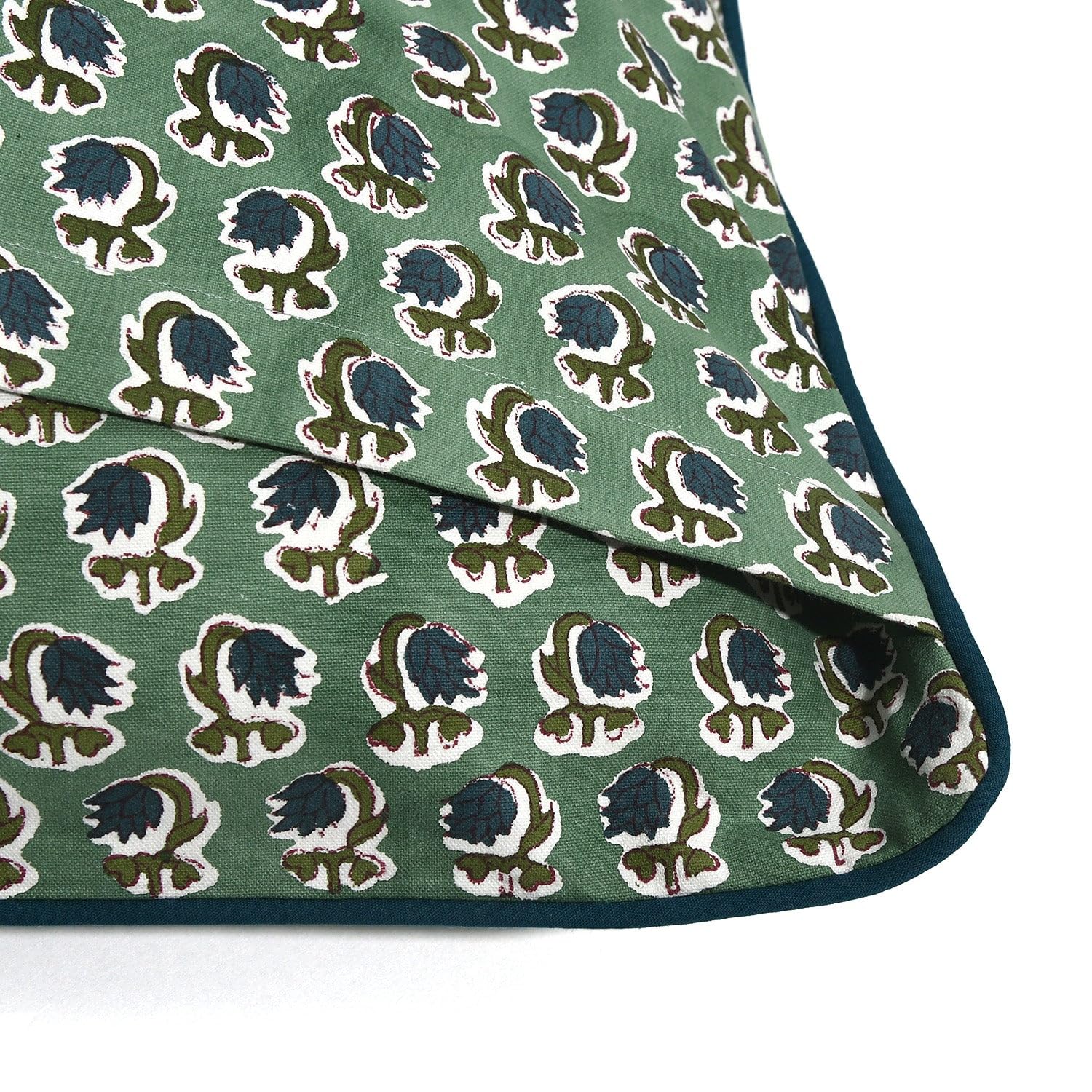 Ridhi Decorative Cotton Throw Pillow Cover Set of 3 – Basil Green Block Print & Peacock Blue Modern Farmhouse 18x18 Cushion Covers for Couch, Sofa, Living Room & Boho Home Decor - Image 5