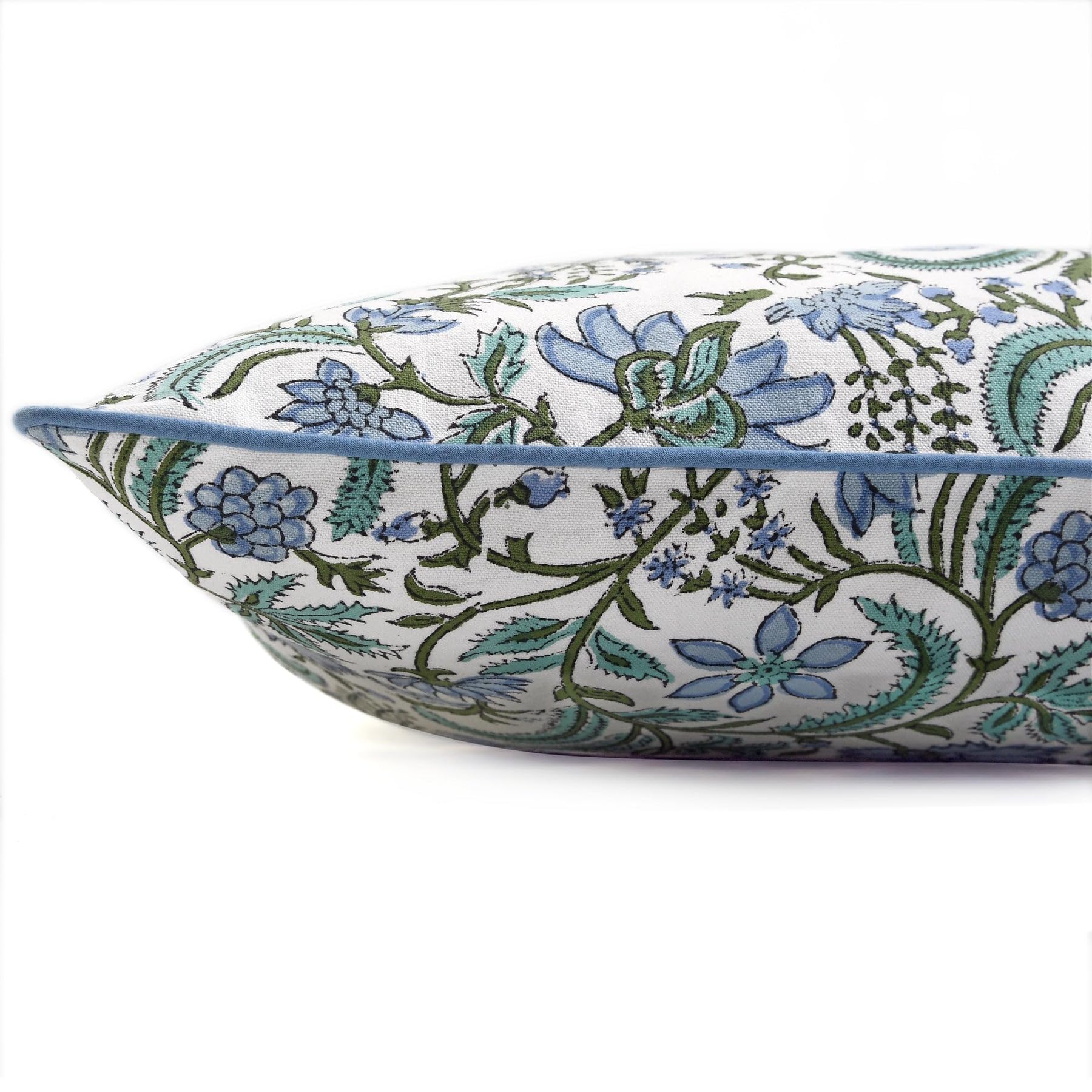 Ridhi Aquamarine & Columbia Blue Cotton Pillow Covers Bundle – Set of 4 Modern Farmhouse & Block Print Decorative Throw Cushion Covers for Couch, Sofa, Bed, Living Room & Patio | 20x20 Inch Boho Home - Image 8