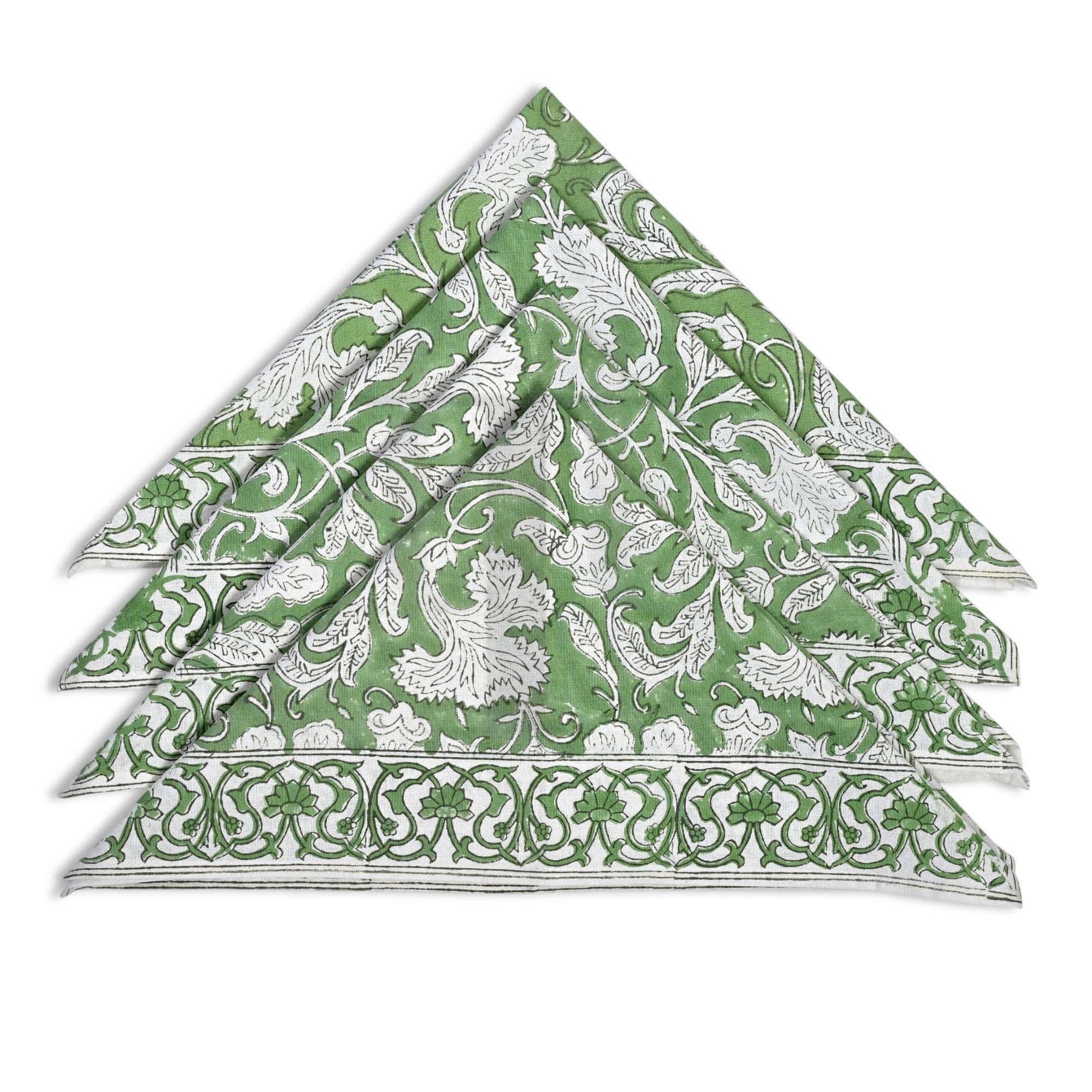 Ridhi Block Print Sage Green Border Napkins 20" x 20" Inch Set 4 -Reusable Cotton Decorative Napkin Kitchen Towel for Everyday Dinning, Wedding, Festive Gift Spring, Easter, Valentine - Image 8