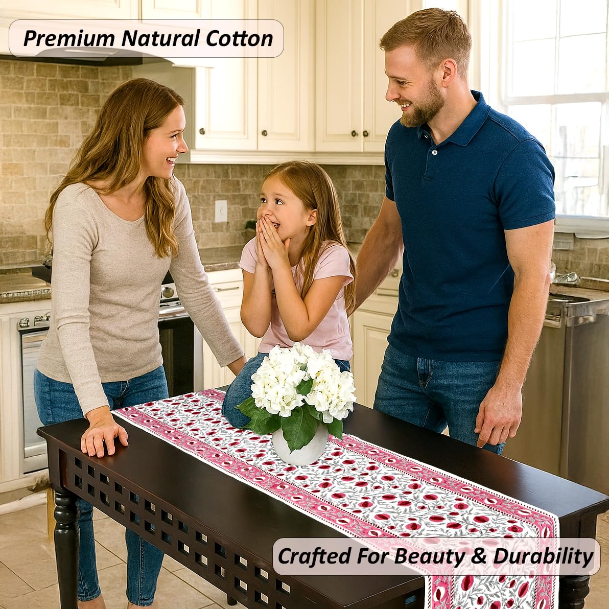 Ridhi Sangria Red Hand Block Print 100% Cotton Reusable Table Runner 16" X 70" Inches Table Runner Decorative Everyday Use for Dining, Home Gift for Spring, Easter, Valentine - Image 5